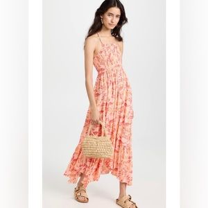 NWOT Free People Intimately Heat Wave Printed Maxi Dusk Coral XS